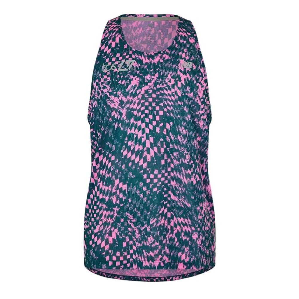 New Balance Mens Performance Baffled Sleeveless Tank Top / Pink